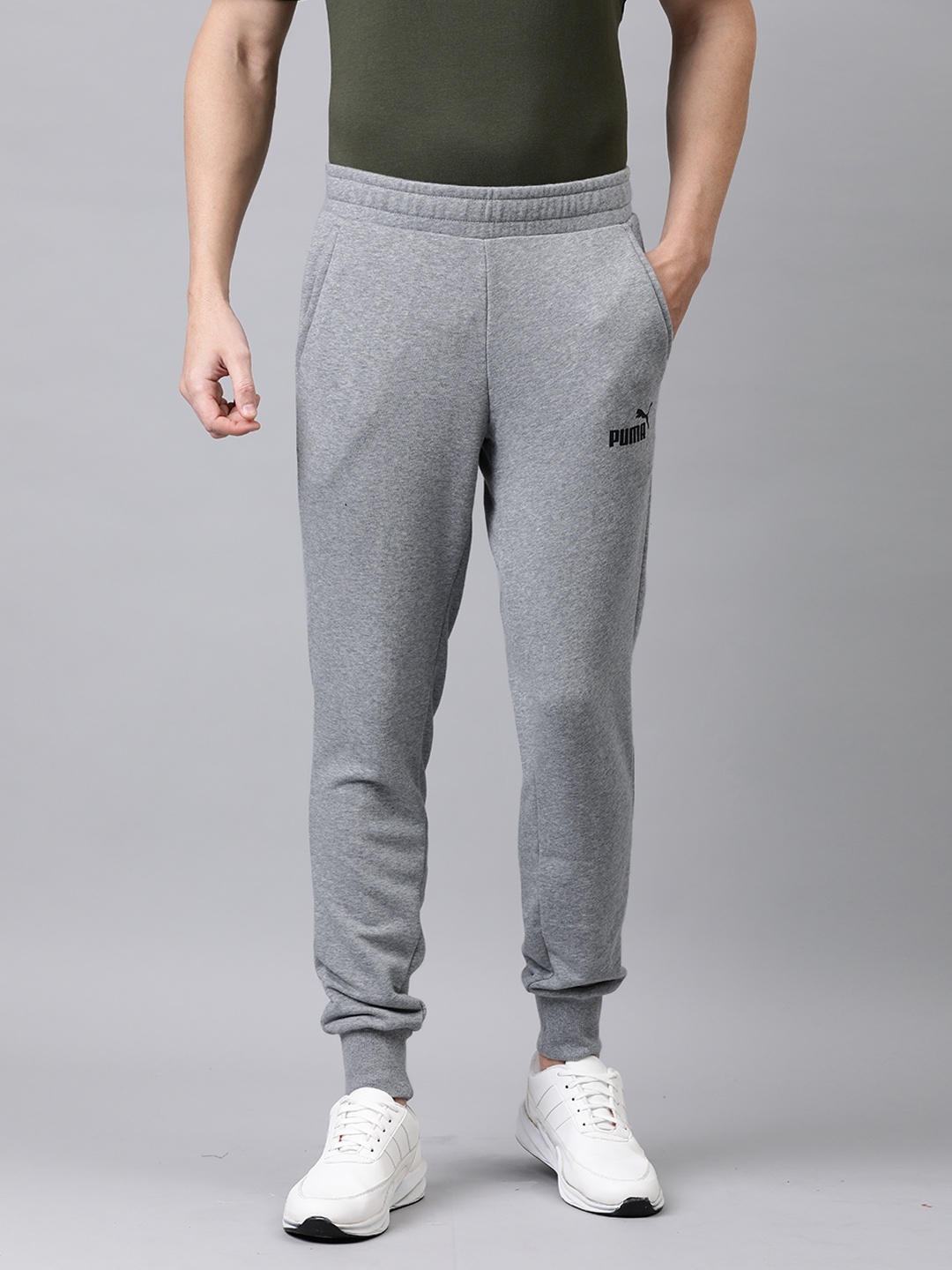 

Puma Men Grey Melange Solid ESS+ Slim Fit Joggers