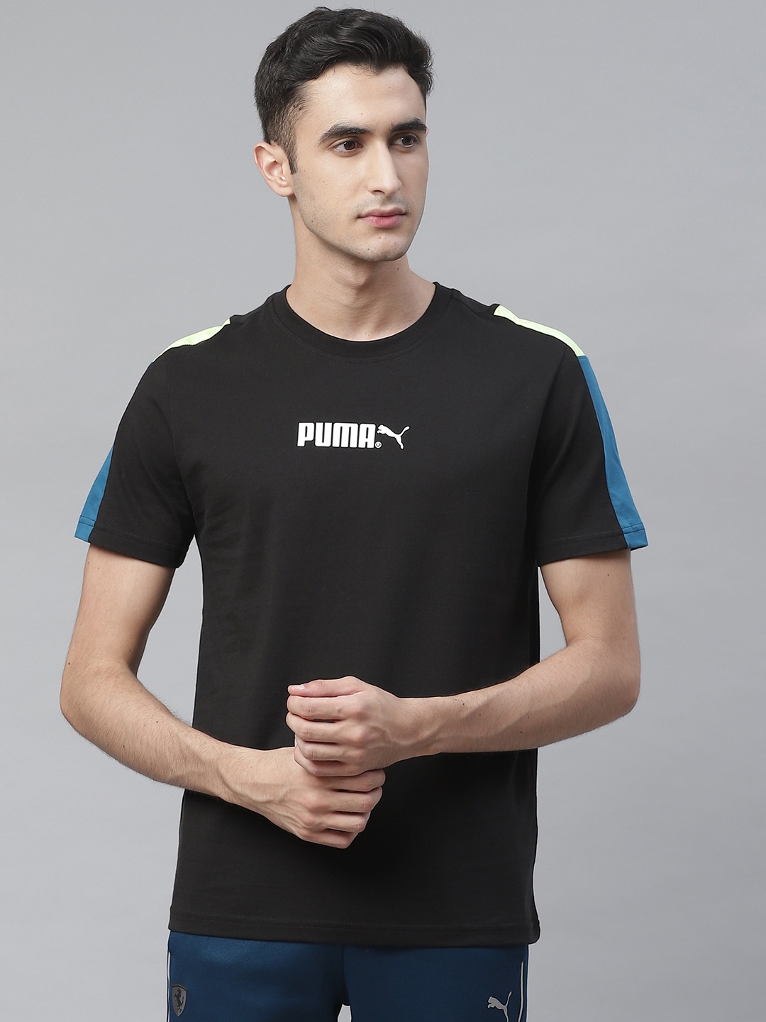 

Puma Men Black TFS Solid Crew Neck Pure Cotton T-shirt