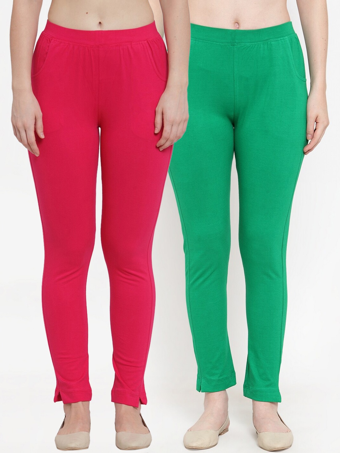 

TAG 7 Women Pack of 2 Solid Ankle-Length Leggings, Magenta
