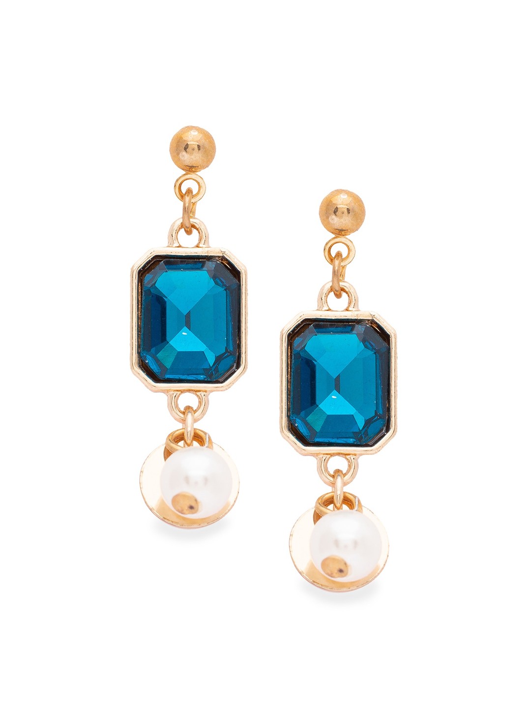 

Globus Blue Gold-Plated Contemporary Drop Earrings