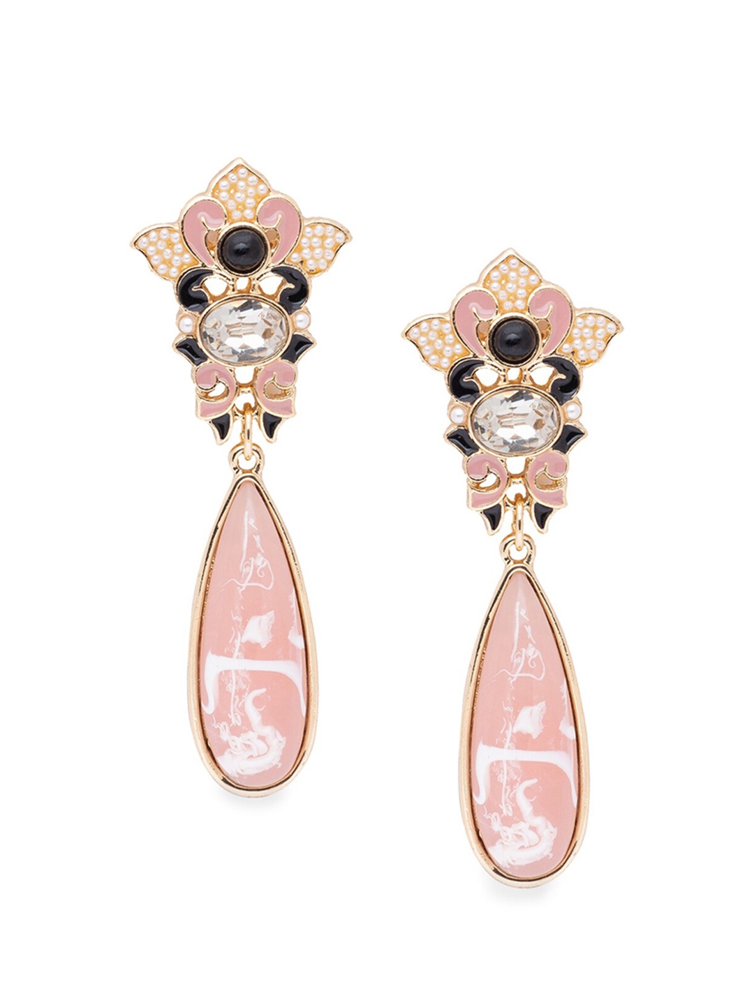 

Globus Rose Gold & Pink Teardrop Shaped Drop Earrings