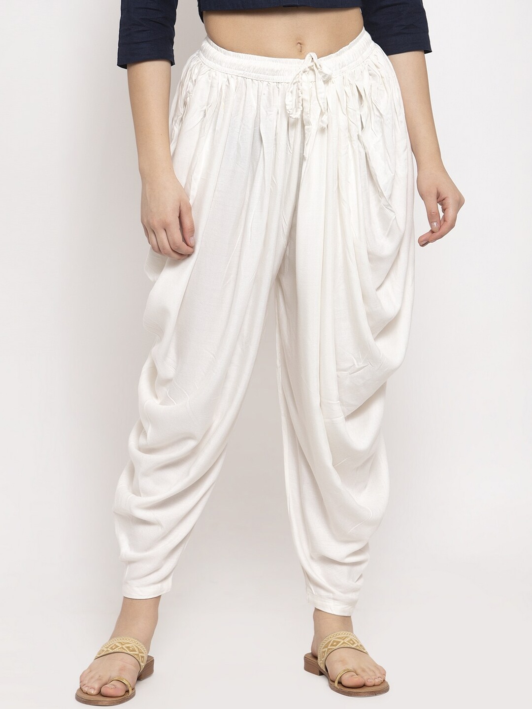

Clora Creation Women Off-White Solid Dhoti Salwar