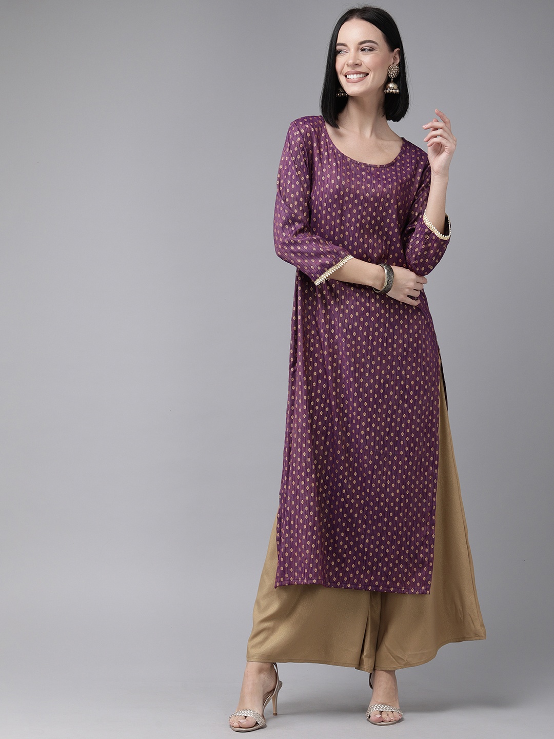 

Anouk Women Purple Printed Straight Kurta