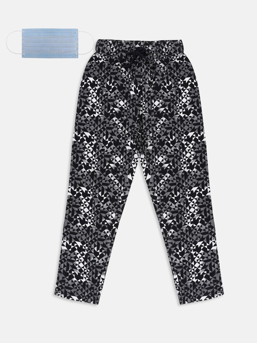 

Lil Tomatoes Boys Black White Printed Straight-Fit Track Pants