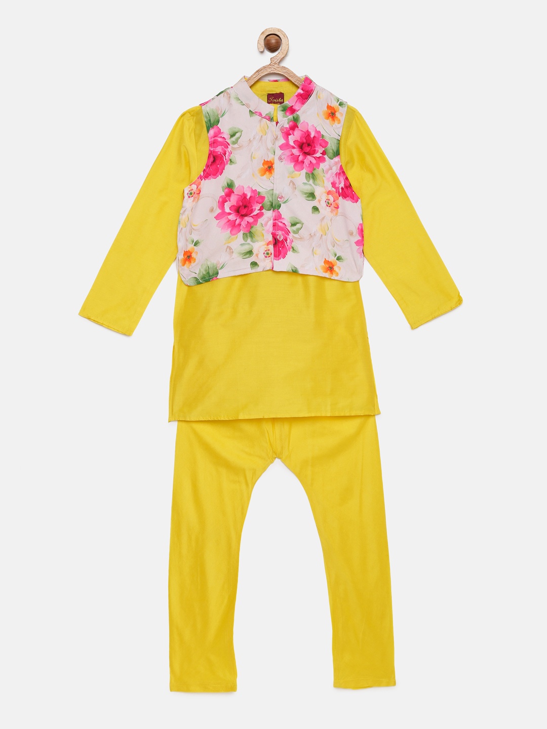 

Twisha Boys Yellow Solid Kurta with Pyjamas
