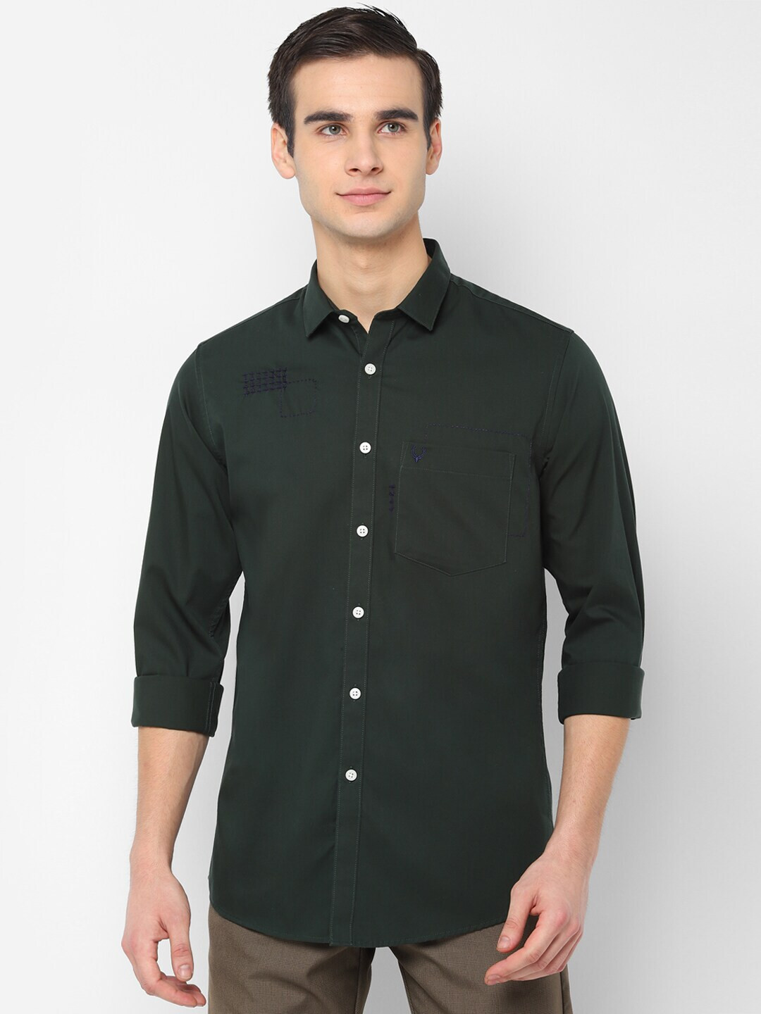 

Allen Solly Men Olive Green Slim Fit Solid Casual Shirt