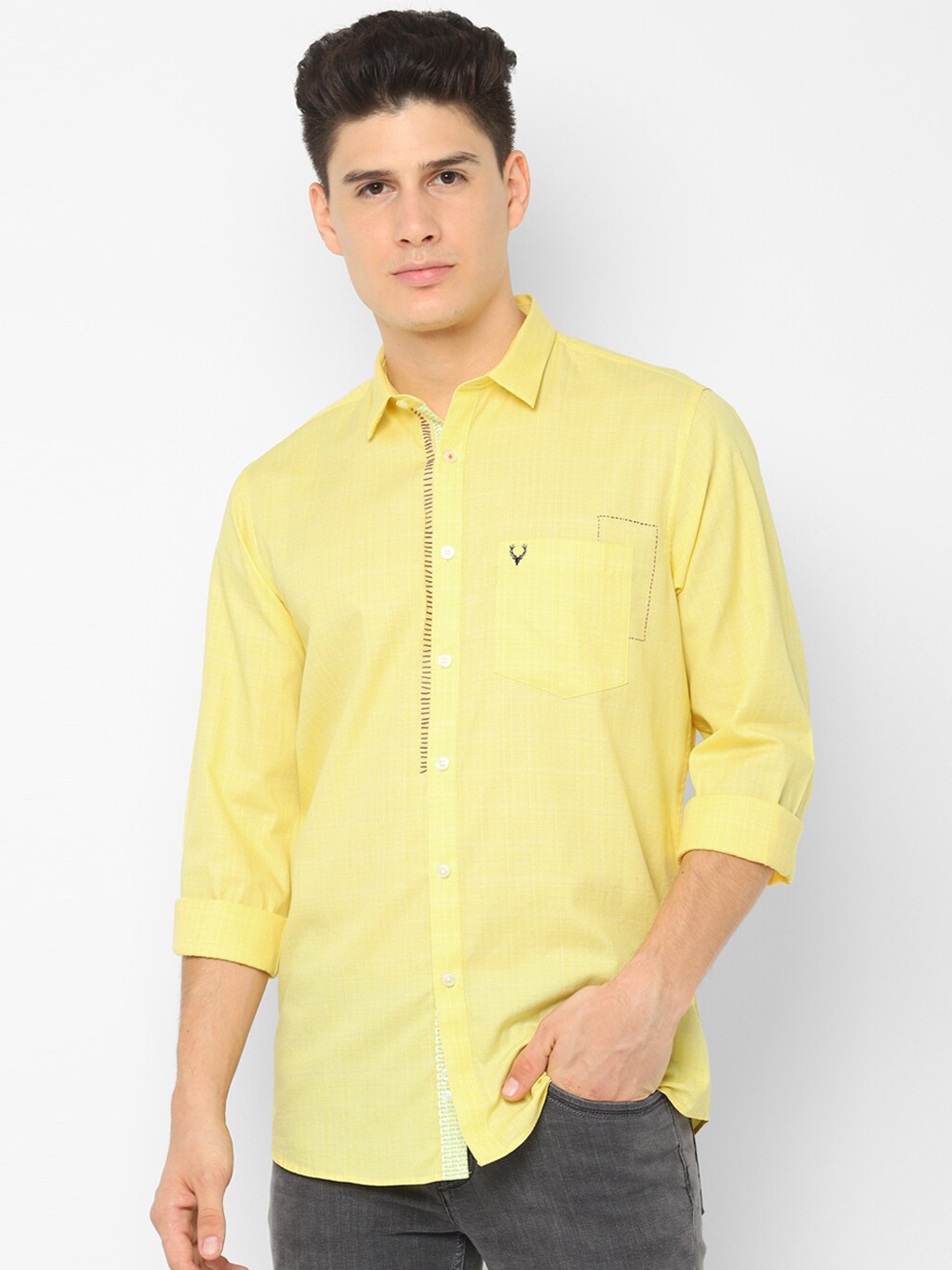 

Allen Solly Men Yellow Slim Fit Solid Casual Shirt