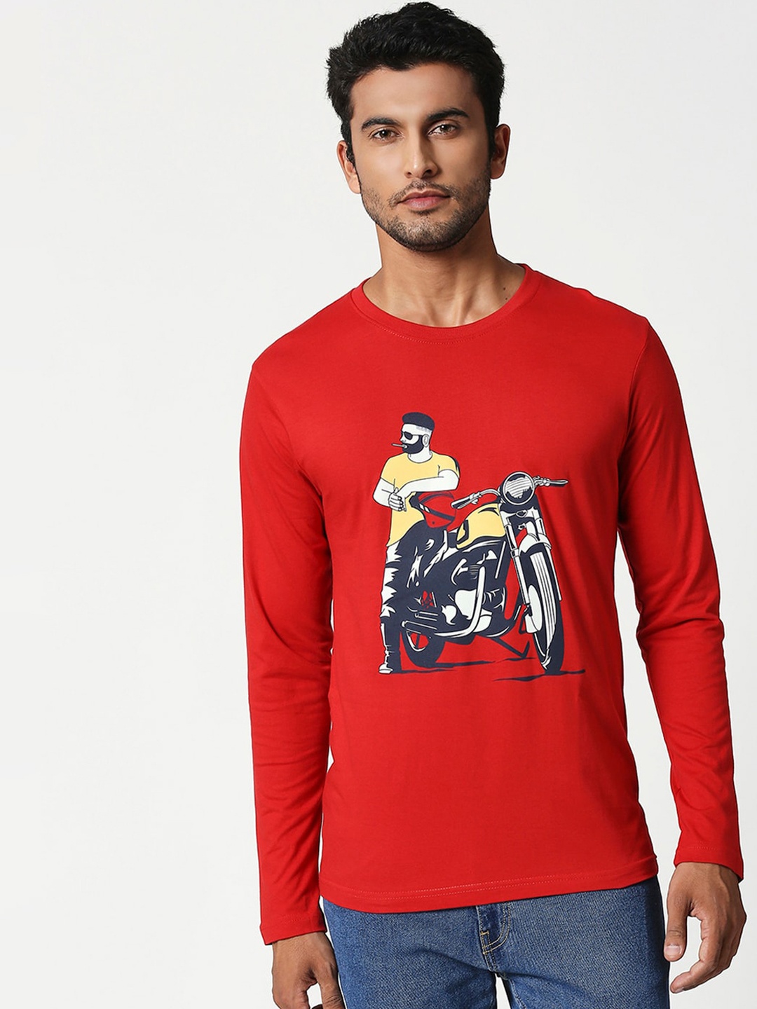 

Bewakoof Men Red Printed Round Neck T-shirt