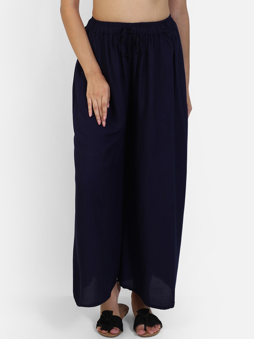 

Aditi Wasan Women Navy Blue Solid Flared Palazzos