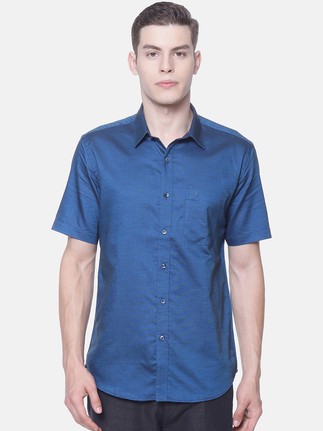

Ramraj Men Teal Slim Fit Solid Formal Shirt