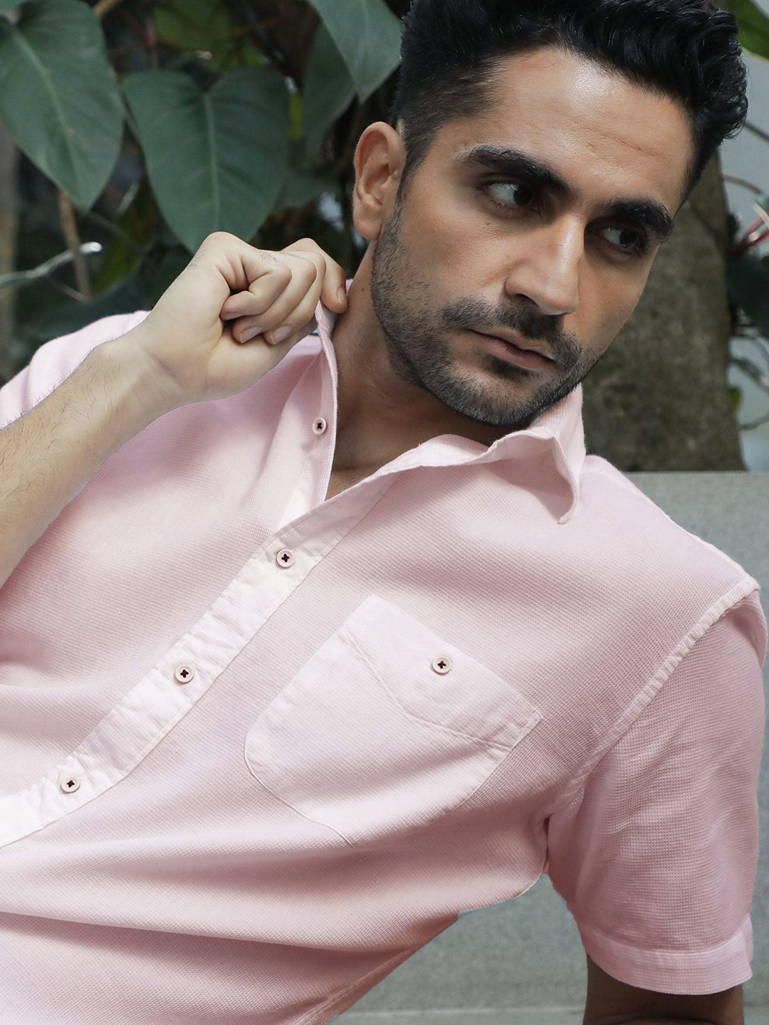 

RARE RABBIT Men Orange Tailored Fit Self Design Casual Shirt