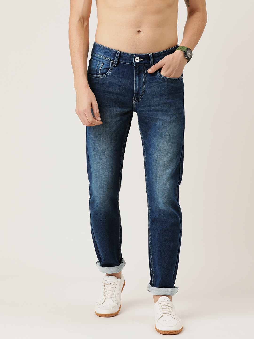 

Flying Machine Men Blue Micheal Slim Tapered Fit Mid-Rise Clean Look Jeans