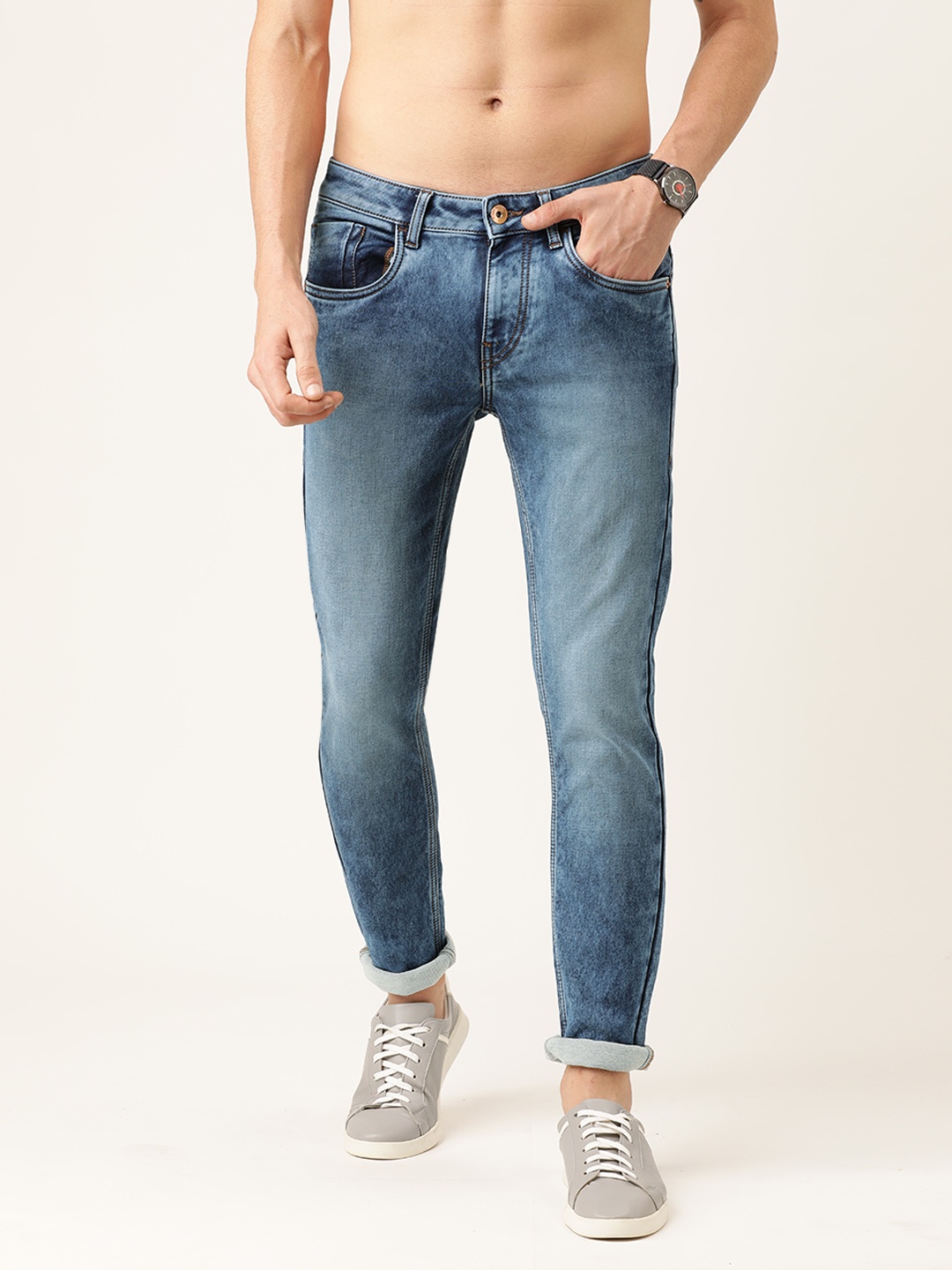 

Flying Machine Men Blue Skinny Fit Jackson Mid-Rise Clean Look Stretchable Jeans