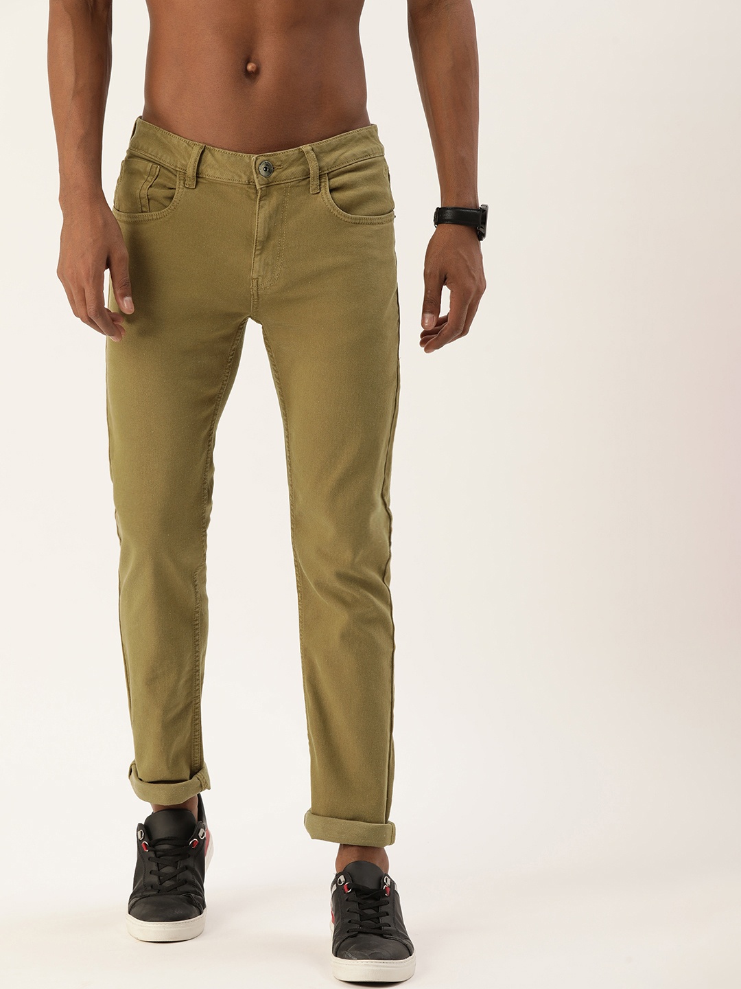 

Flying Machine Men Khaki Micheal Slim Tapered Fit Mid Rise Stretchable Jeans