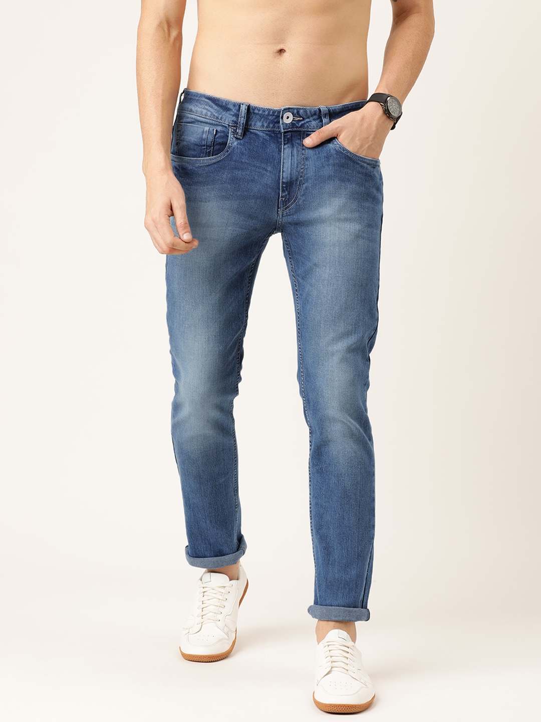 

Flying Machine Men Blue Micheal Slim Tapered Fit Mid-Rise Clean Look Stretchable Jeans