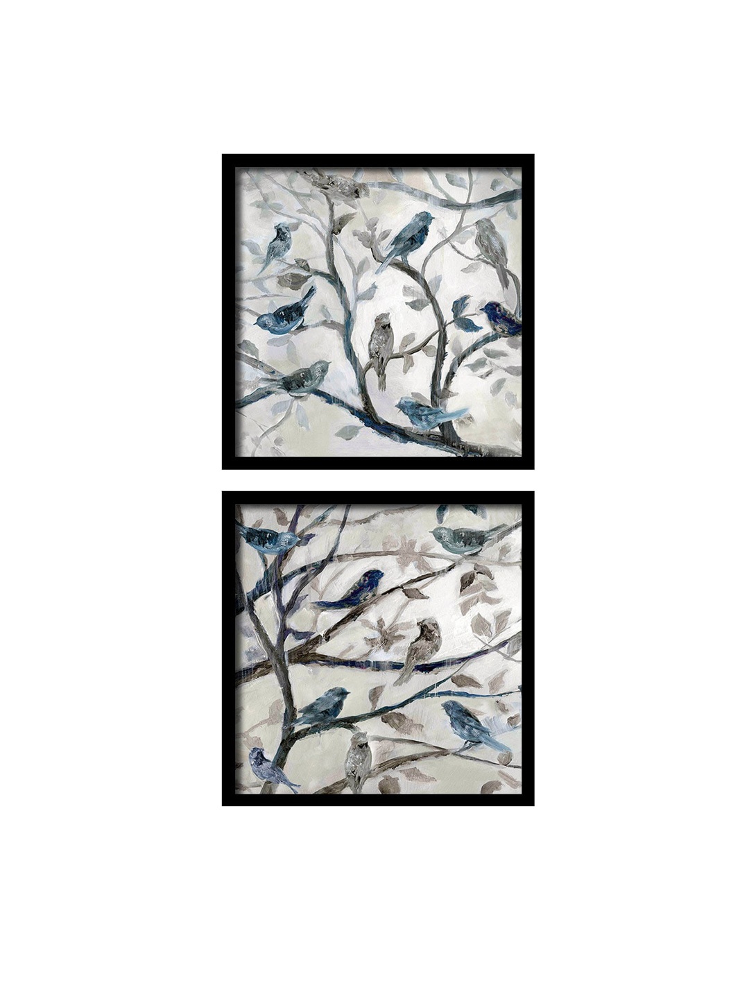 

Art Street Set Of 2 Grey & Blue Sparrows On Branch Framed Canvas Wall Art