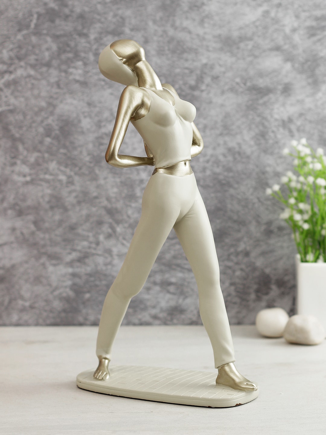 

TAYHAA Cream-Coloured Healthy Yoga Pose Figurine Showpiece
