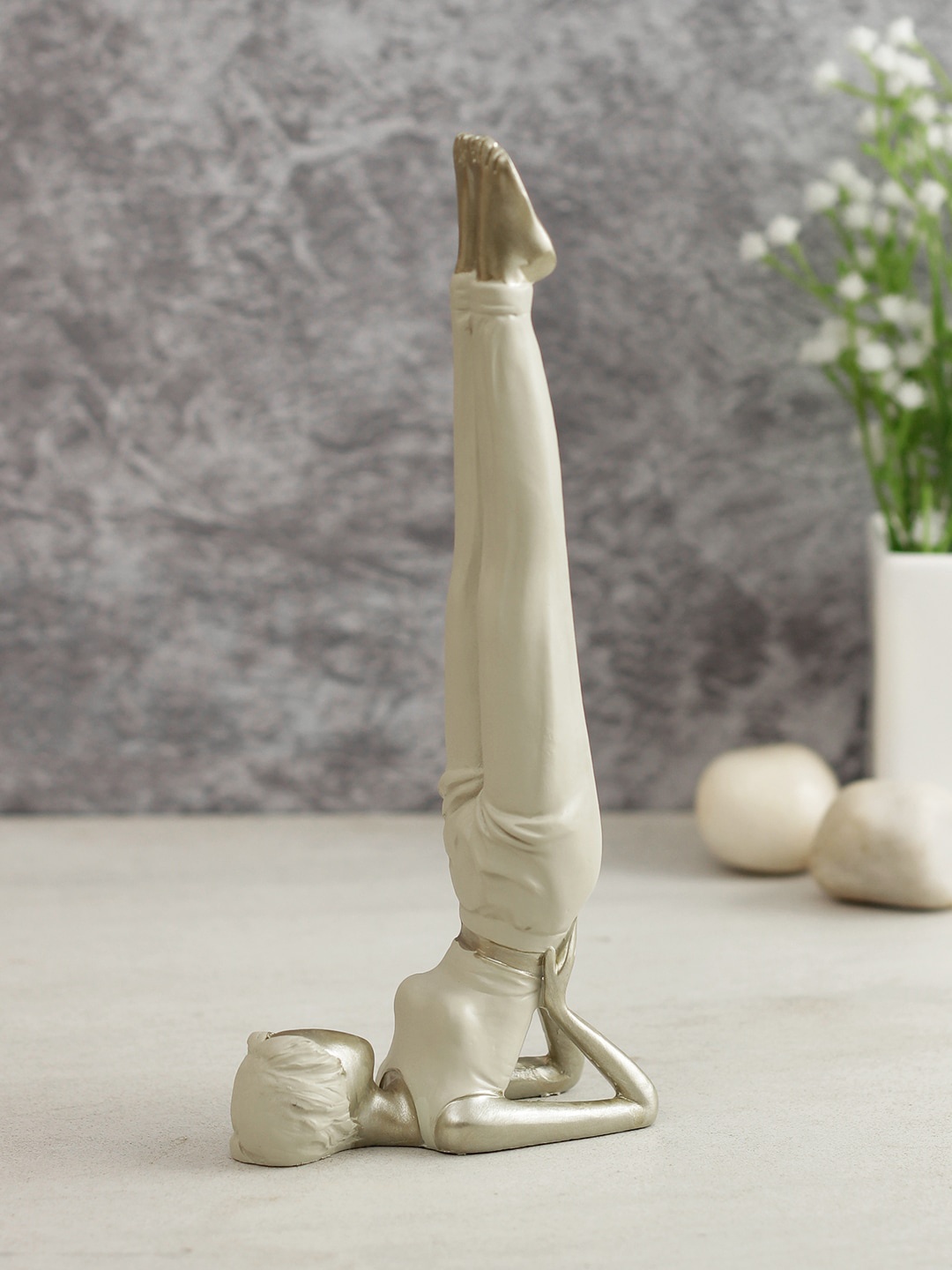 

TAYHAA Cream-Coloured Healthy Yoga Pose Figurine Showpiece