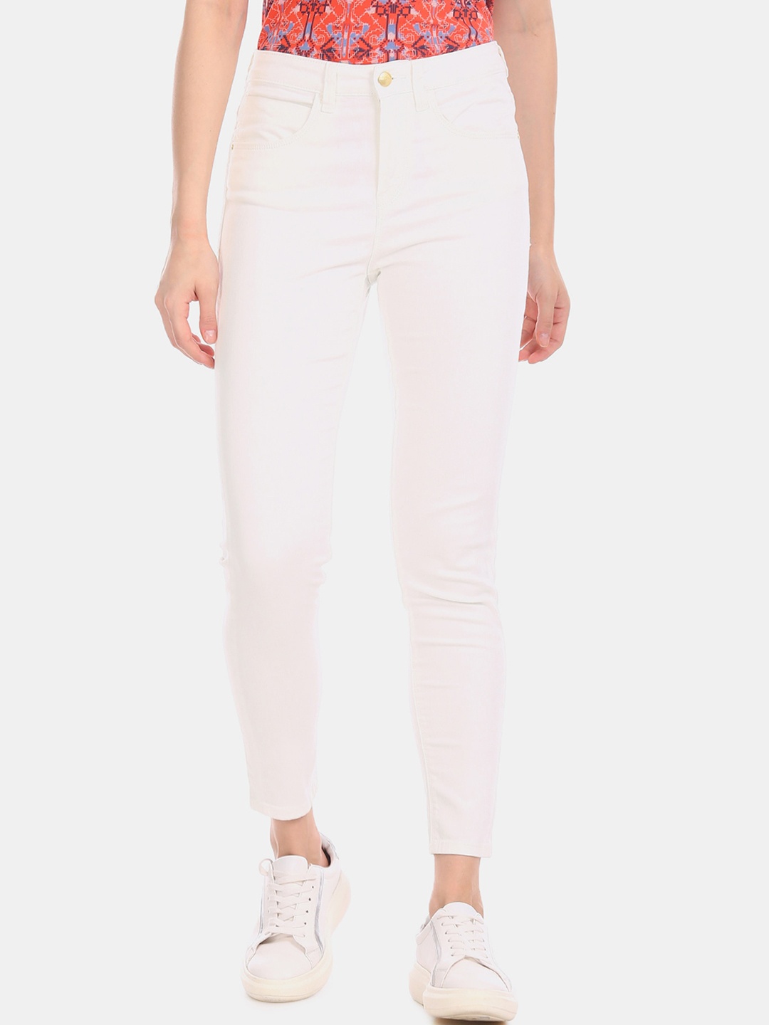 

U.S. Polo Assn. Women White Super Skinny Fit High-Rise Clean Look Jeans