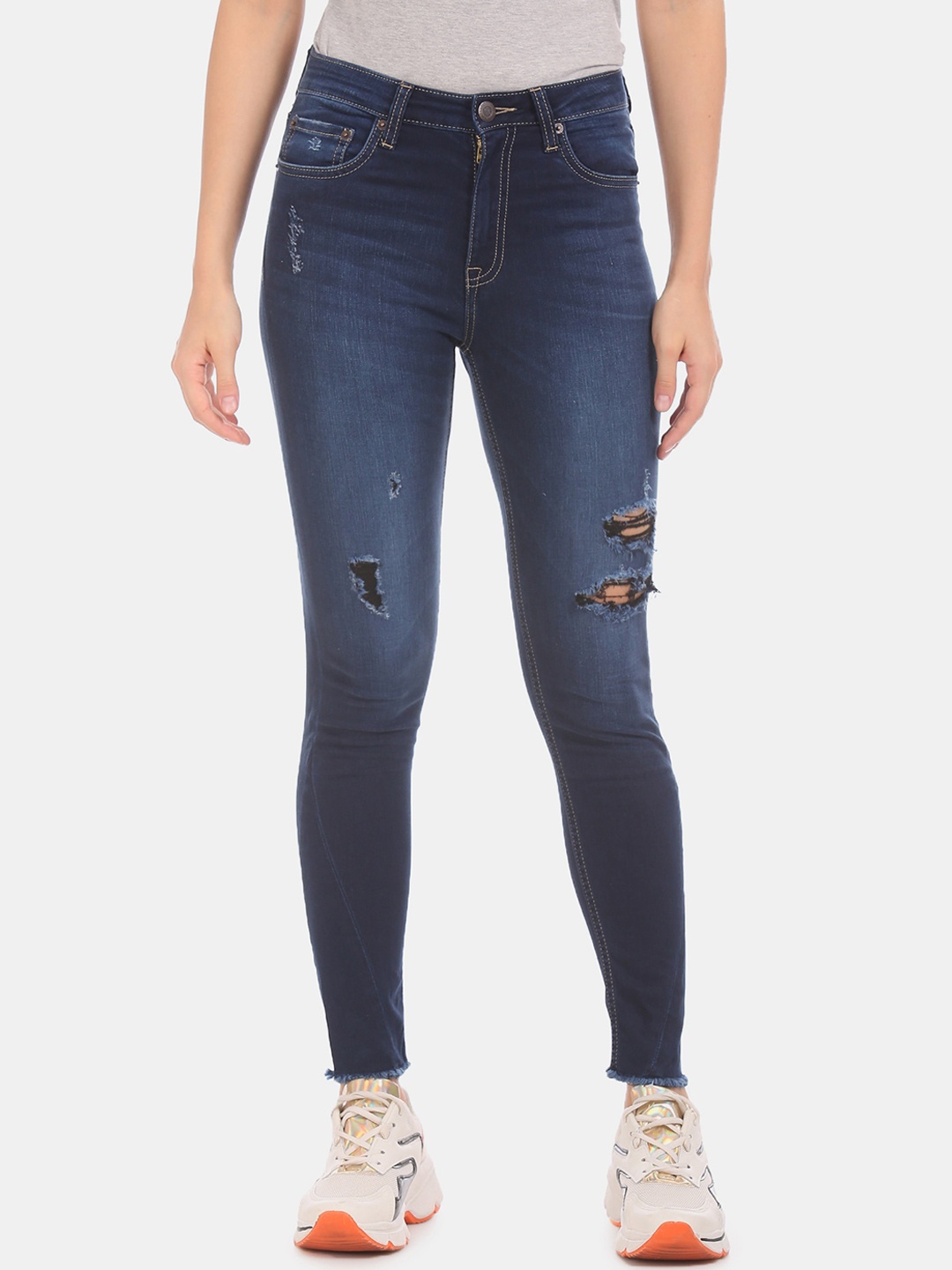 

Aeropostale Women Blue Slim Fit High-Rise Mildly Distressed Stretchable Jeans