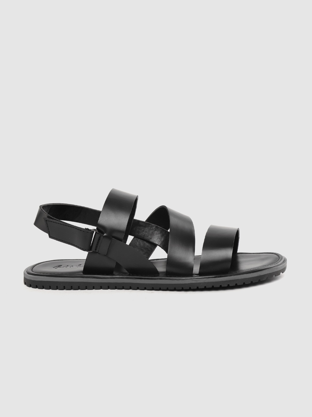 

Mast & Harbour Men Black Solid Comfort Sandals