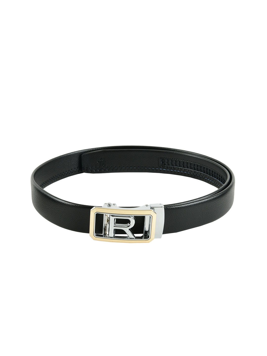 

WINSOME DEAL Men Black & Silver-Toned Solid Belt