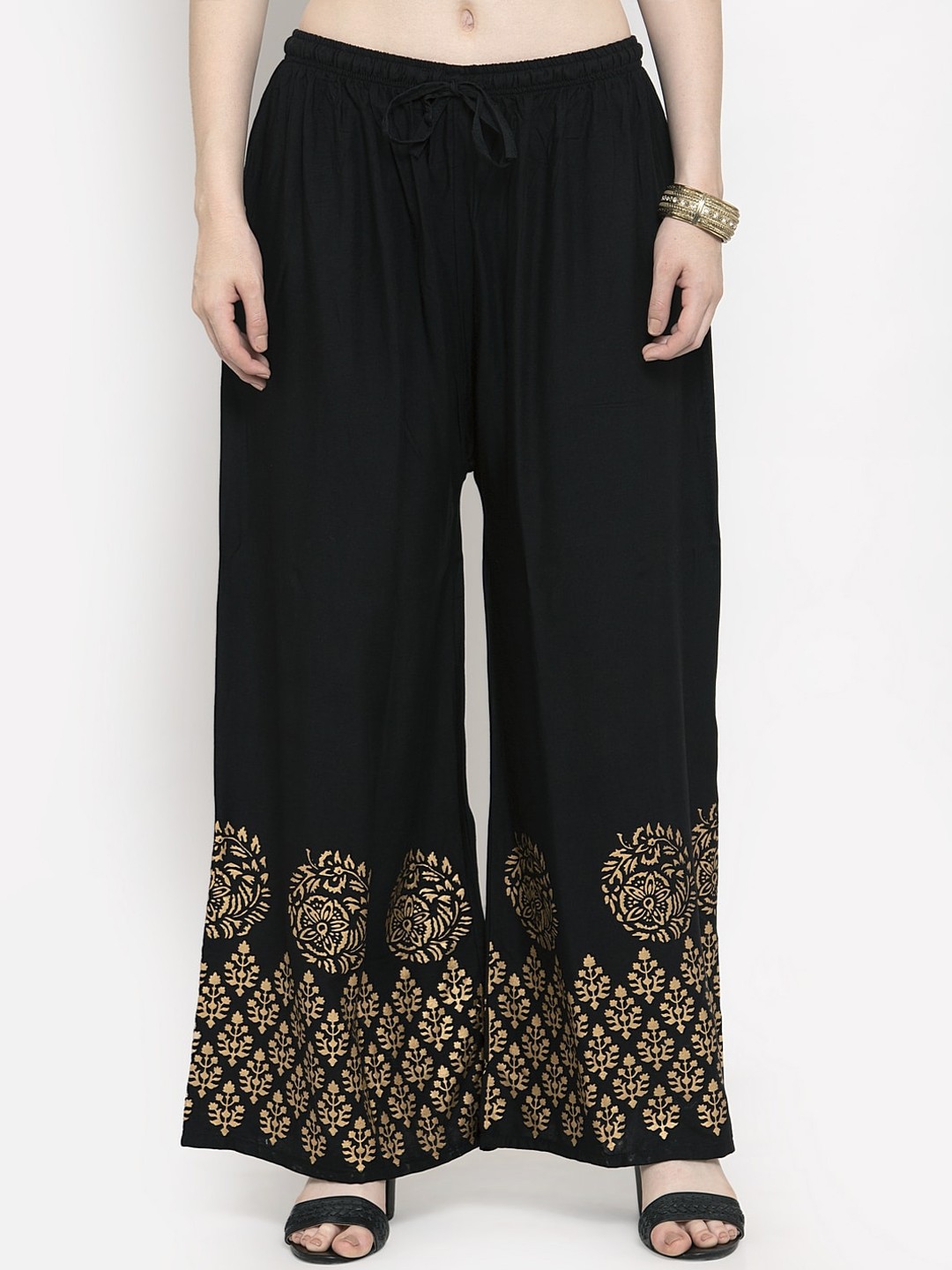 

Clora Creation Women Black Printed Flared Palazzos