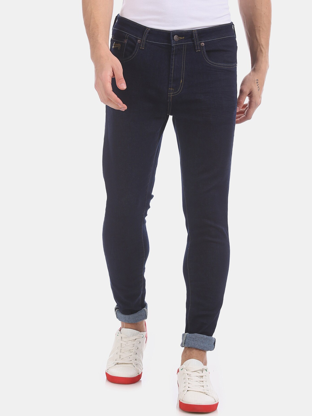

Aeropostale Men Navy Blue Super Skinny Fit Mid-Rise Clean Look Jeans