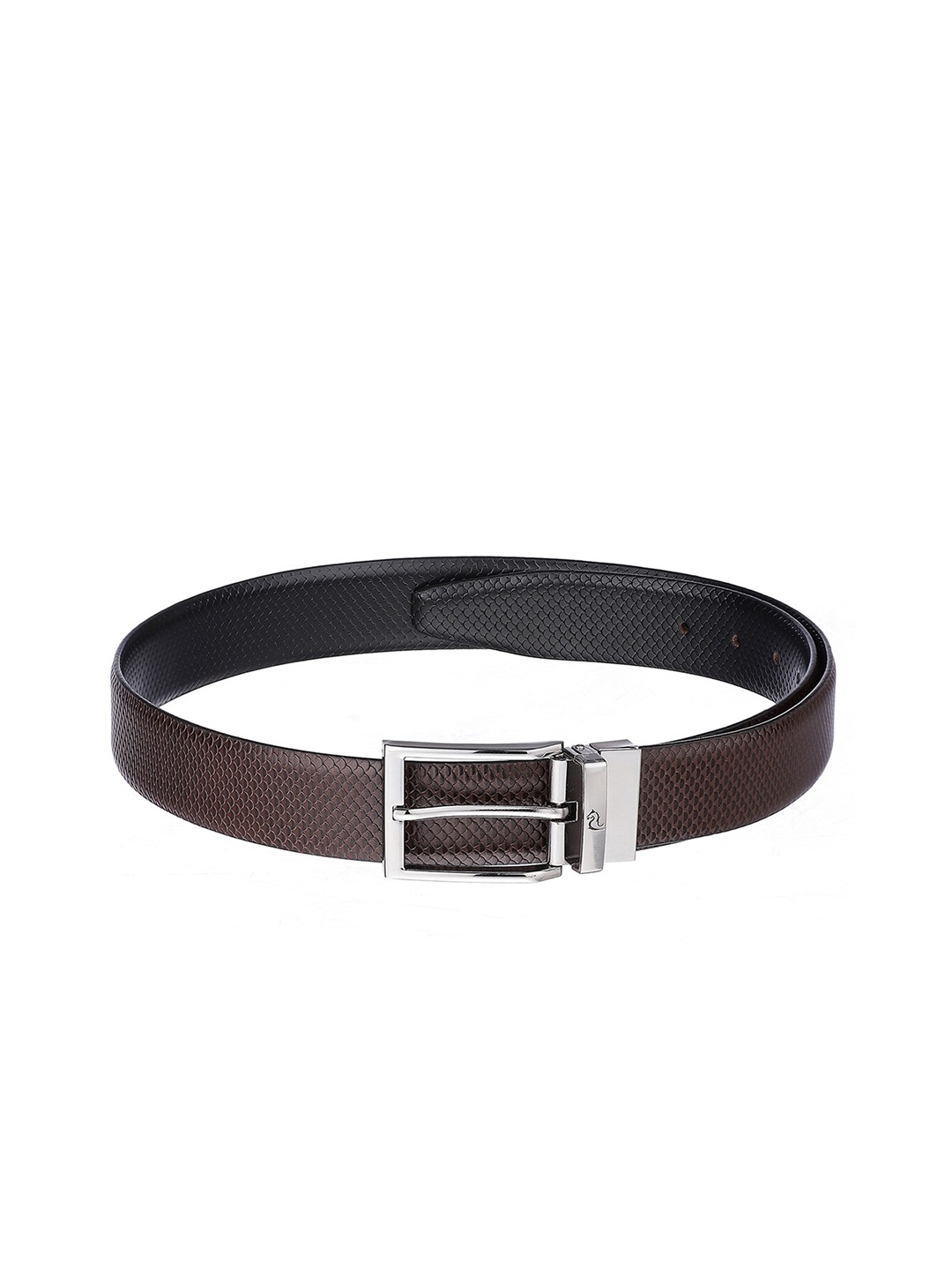 

Kara Men Black & Brown Textured Leather Reversible Belt