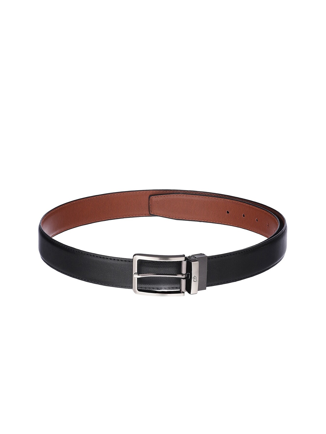 

Kara Men Black & Tan Brown Textured Reversible Belt