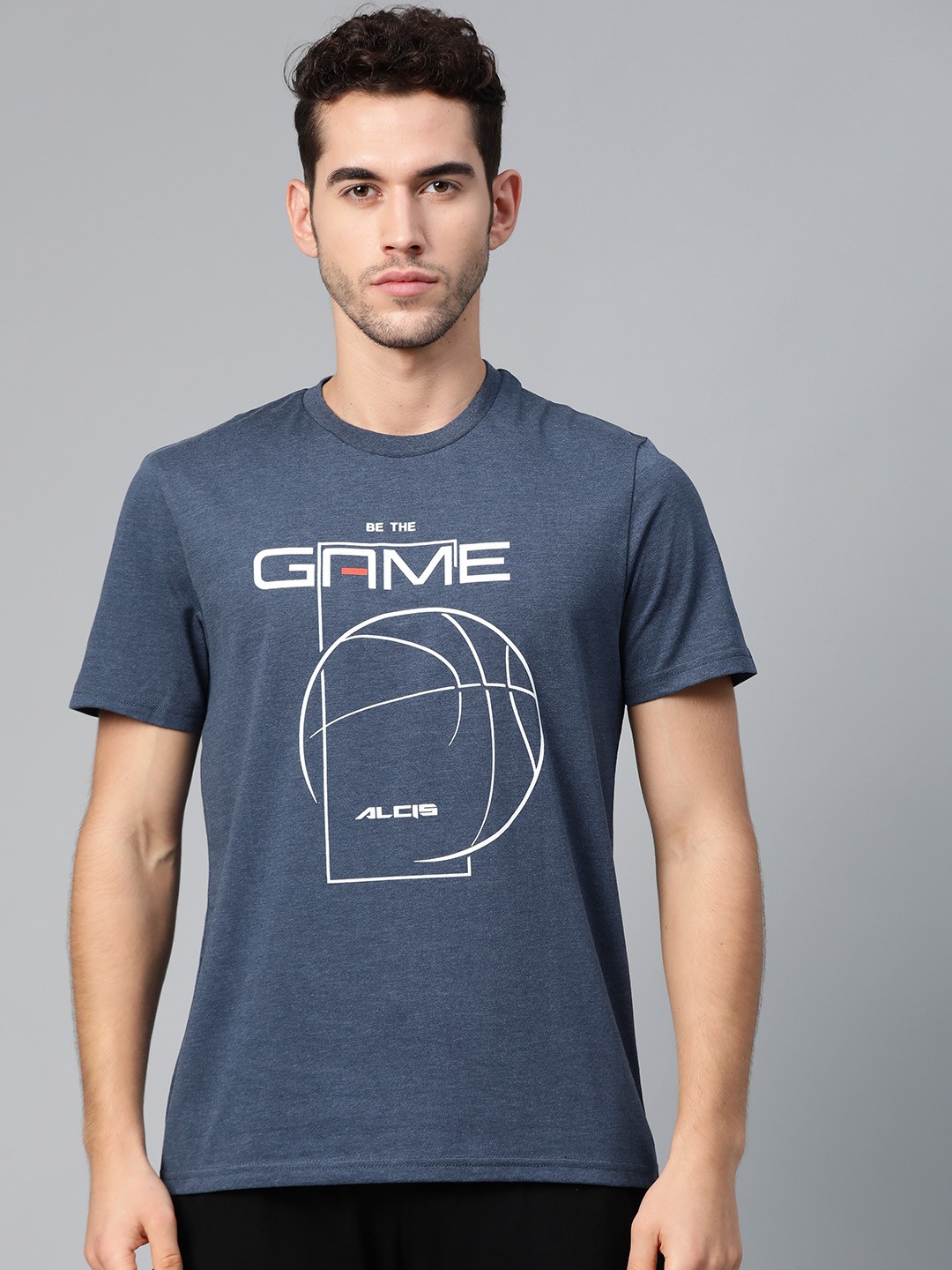

Alcis Men Navy Blue Printed Round Neck T-shirt