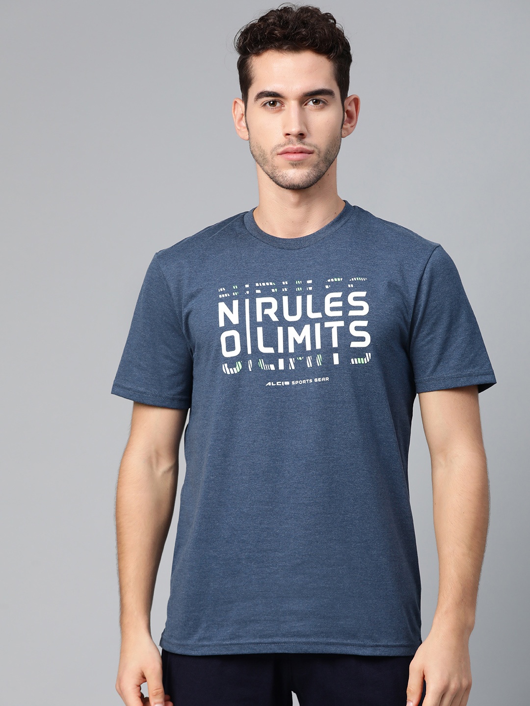 

Alcis Men Blue Printed Round Neck T-shirt