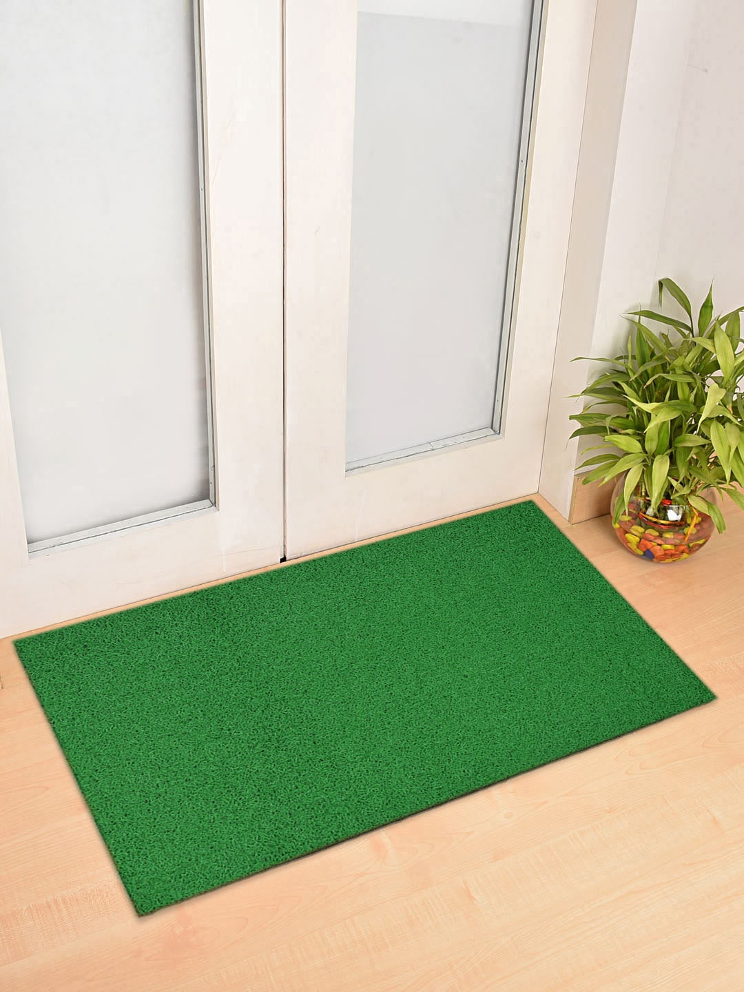 Kuber Industries Unisex Green Solid Rubber Anti Slip Large Sized Door Mat