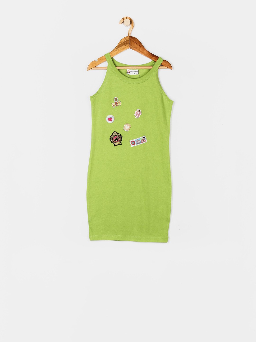 

Peppermint Girls Lime Green Solid Sheath Dress