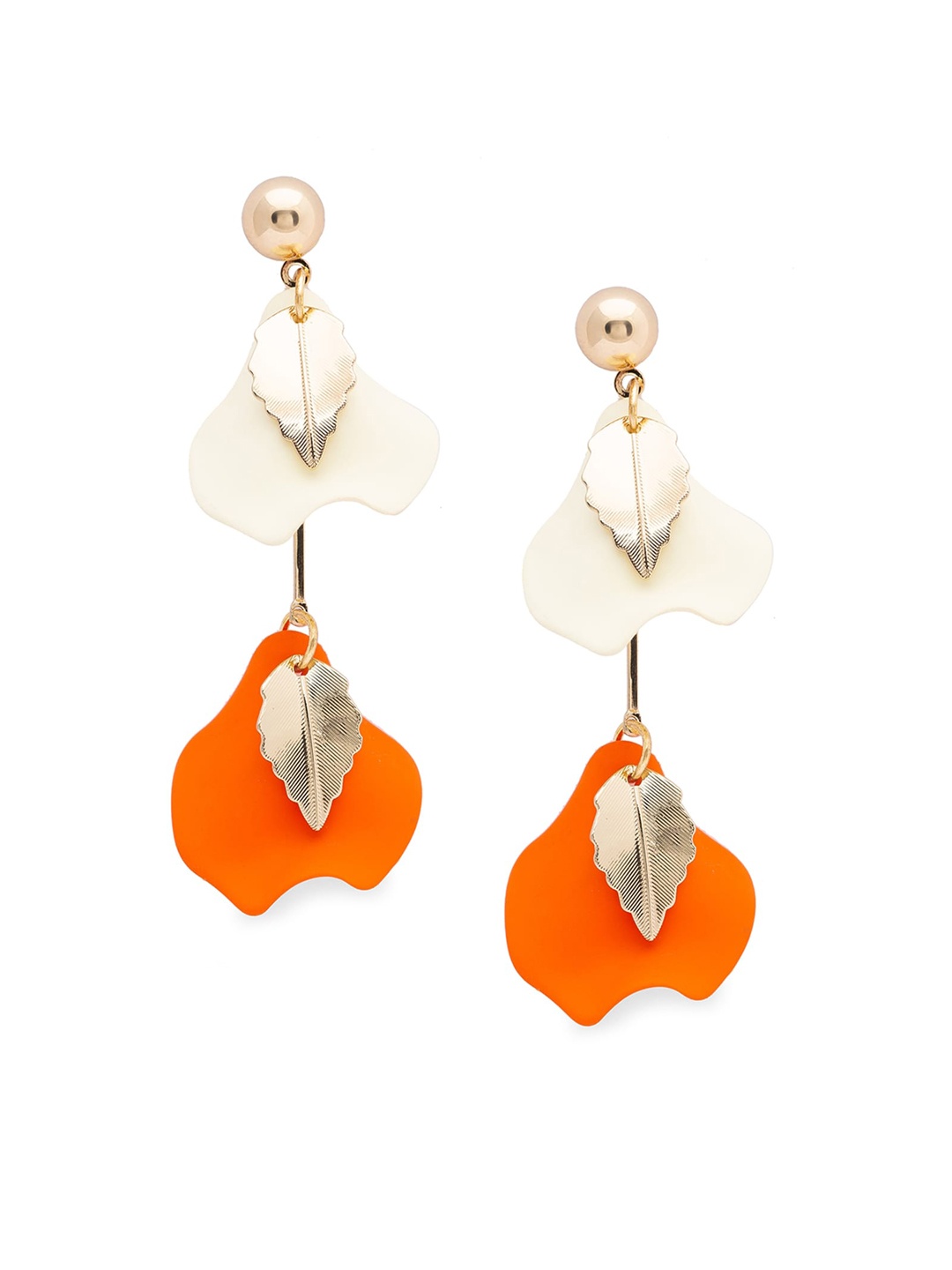 

Globus Gold-Plated & White Leaf Shaped Drop Earrings