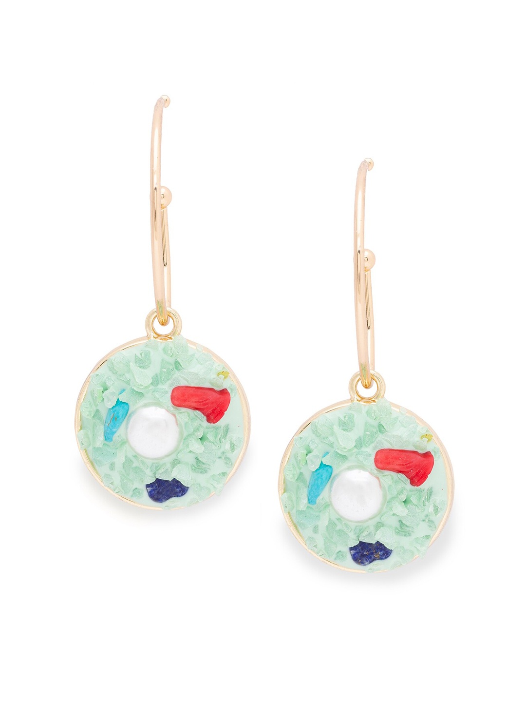 

Globus Gold-Plated & Green Contemporary Drop Earrings