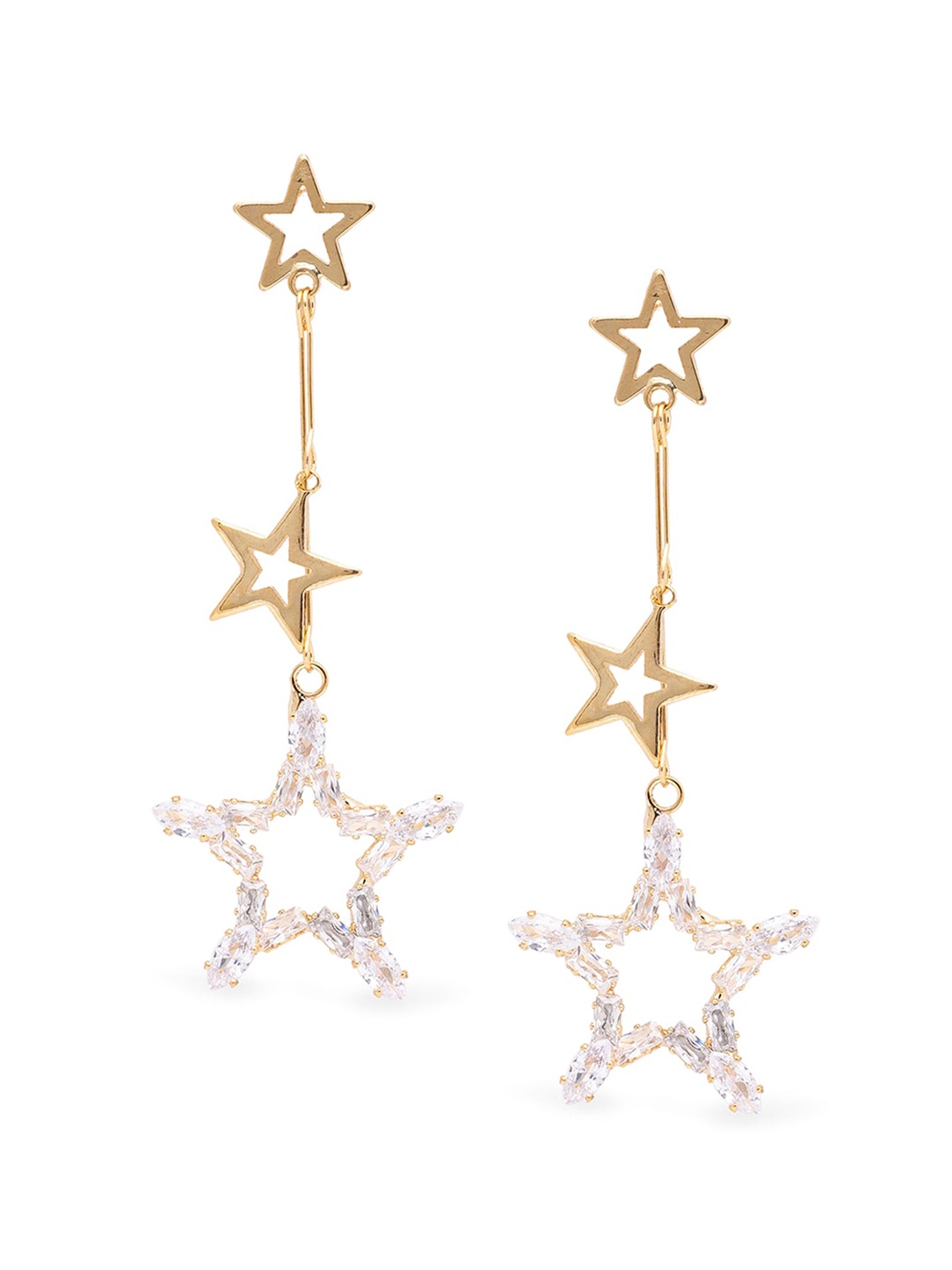 

Globus Gold-Plated Star Shaped Drop Earrings