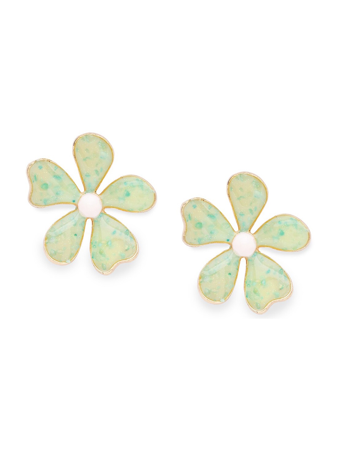 

Globus Gold-Plated & Sea Green Floral Studs