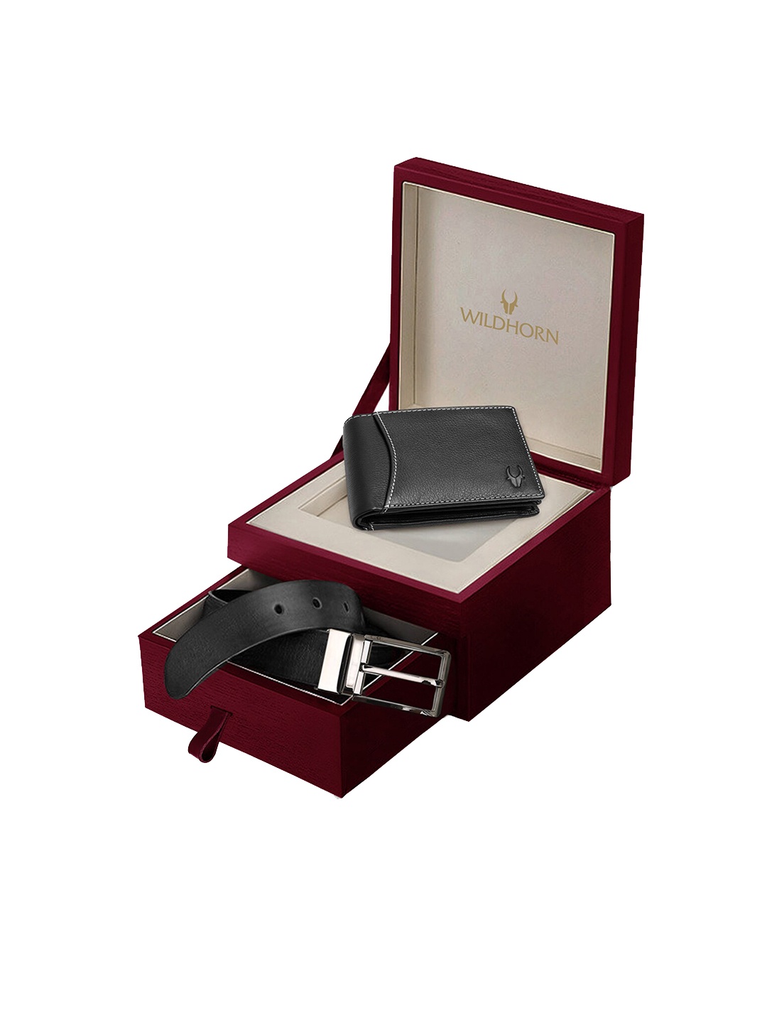 

WildHorn Men Black RFID Protected Genuine Leather Accessory Gift Set
