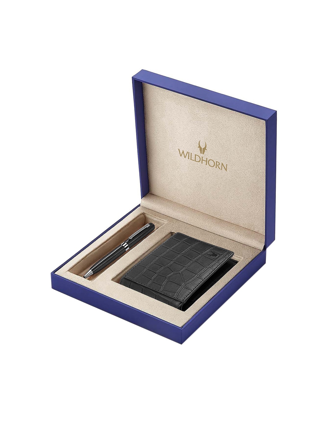 

WildHorn Men Black RFID Protected Genuine Leather Wallet & Pen Accessory Gift Set