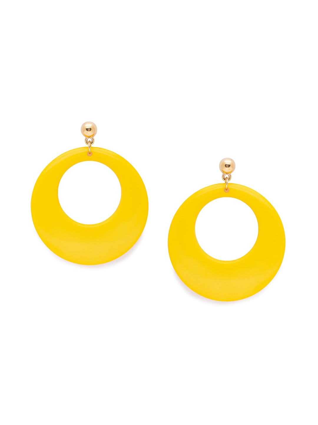

Globus Gold-Plated & Yellow Circular Drop Earrings