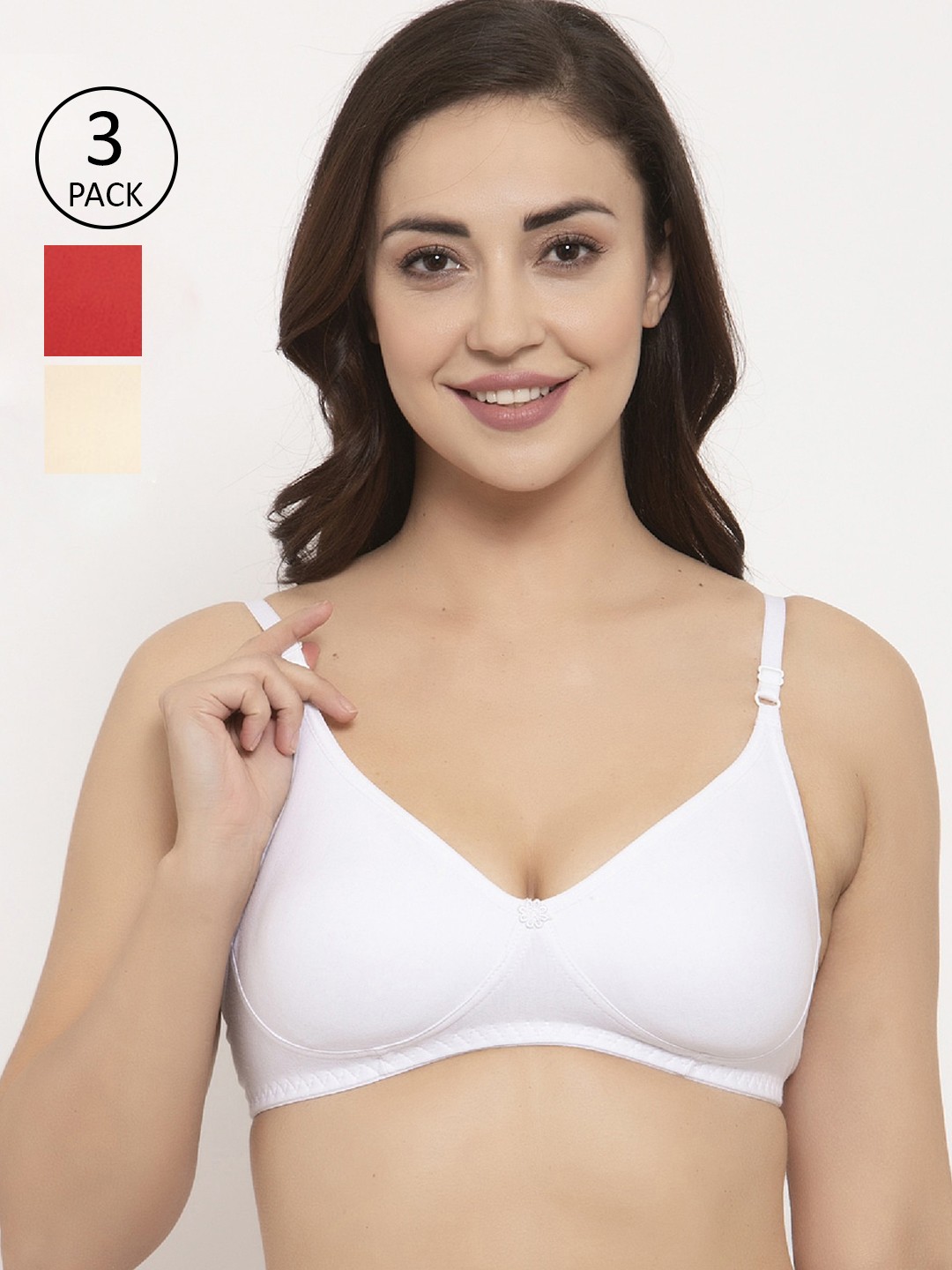 

GRACIT Women Pack of 3 Solid Everyday Bras PW2-02-03-28-28B, White