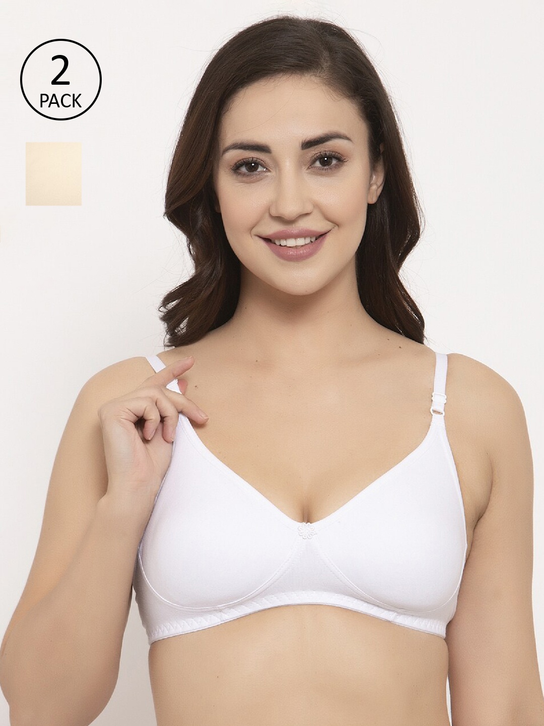 

GRACIT White & Beige Solid Non-Wired Non Padded Everyday Bra PW2-02-28-28B
