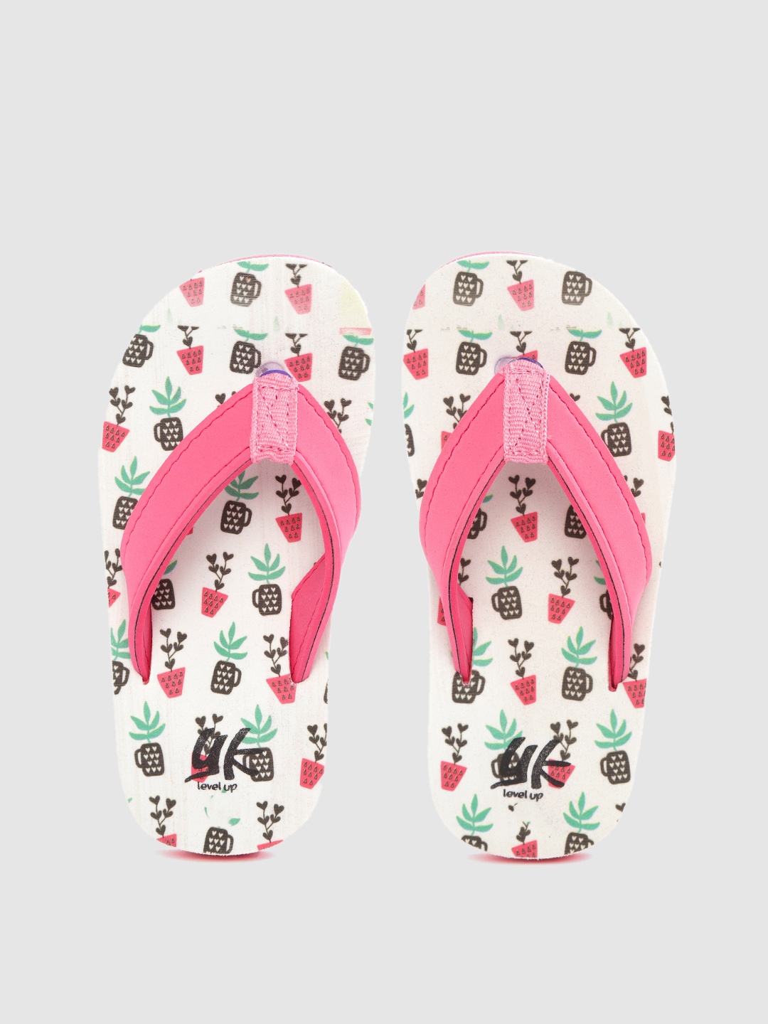 

YK Girls Pink & White Plant Printed Thong Flip-Flops