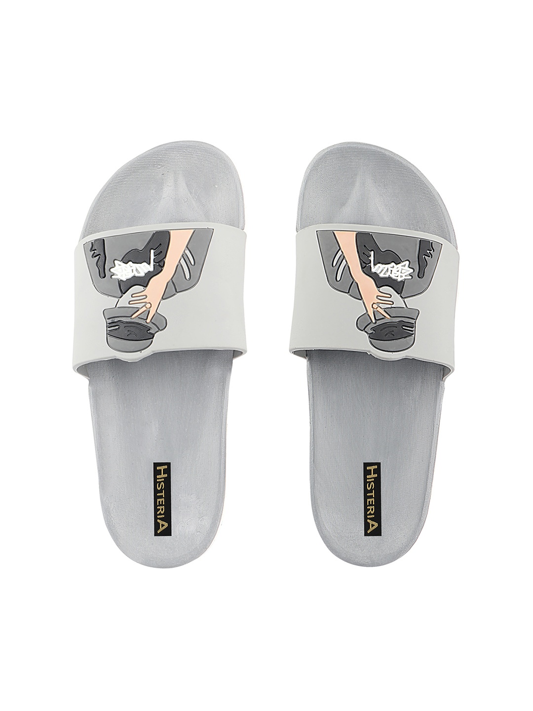 

Histeria Men Grey Printed Slip-On