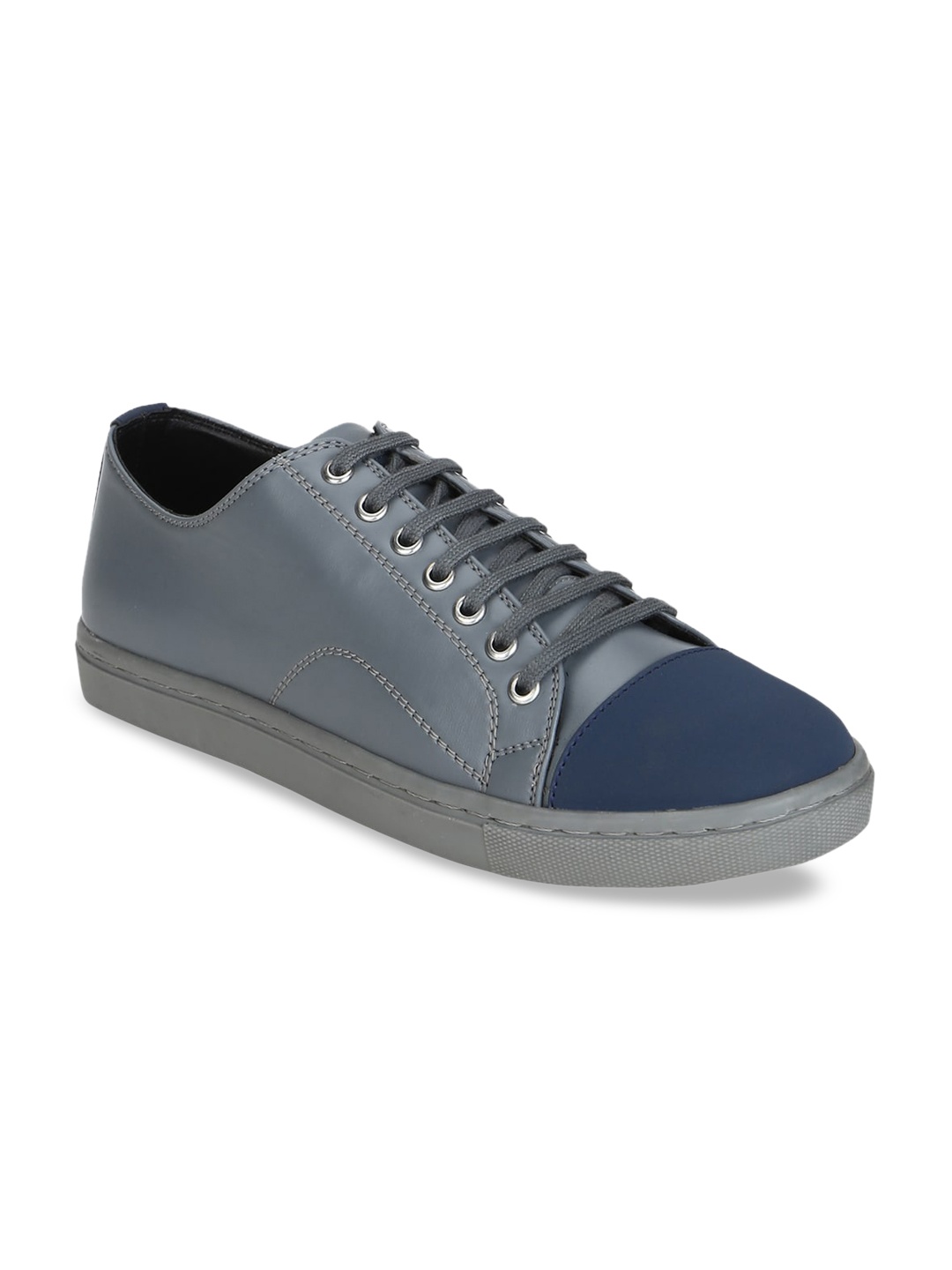 

Aditi Wasan Men Grey & Blue Colourblocked Vegan Leather Sneakers