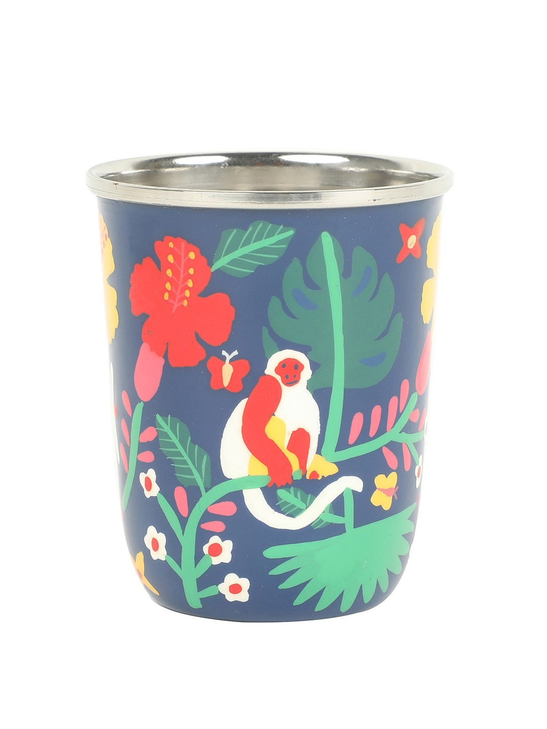 

Chumbak Blue & Green Hand Painted Quiet Jungle Small Stainless Steel Tumbler 250 ml