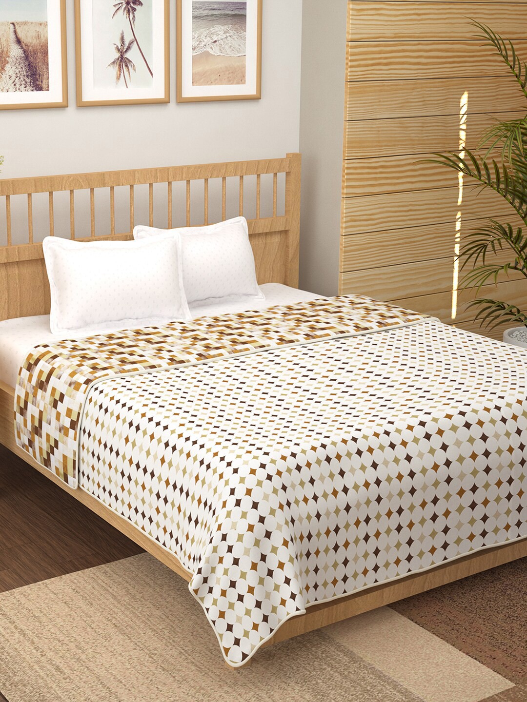 

Story@home Brown & White Checked Mild Winter 150 GSM Double Bed Dohar