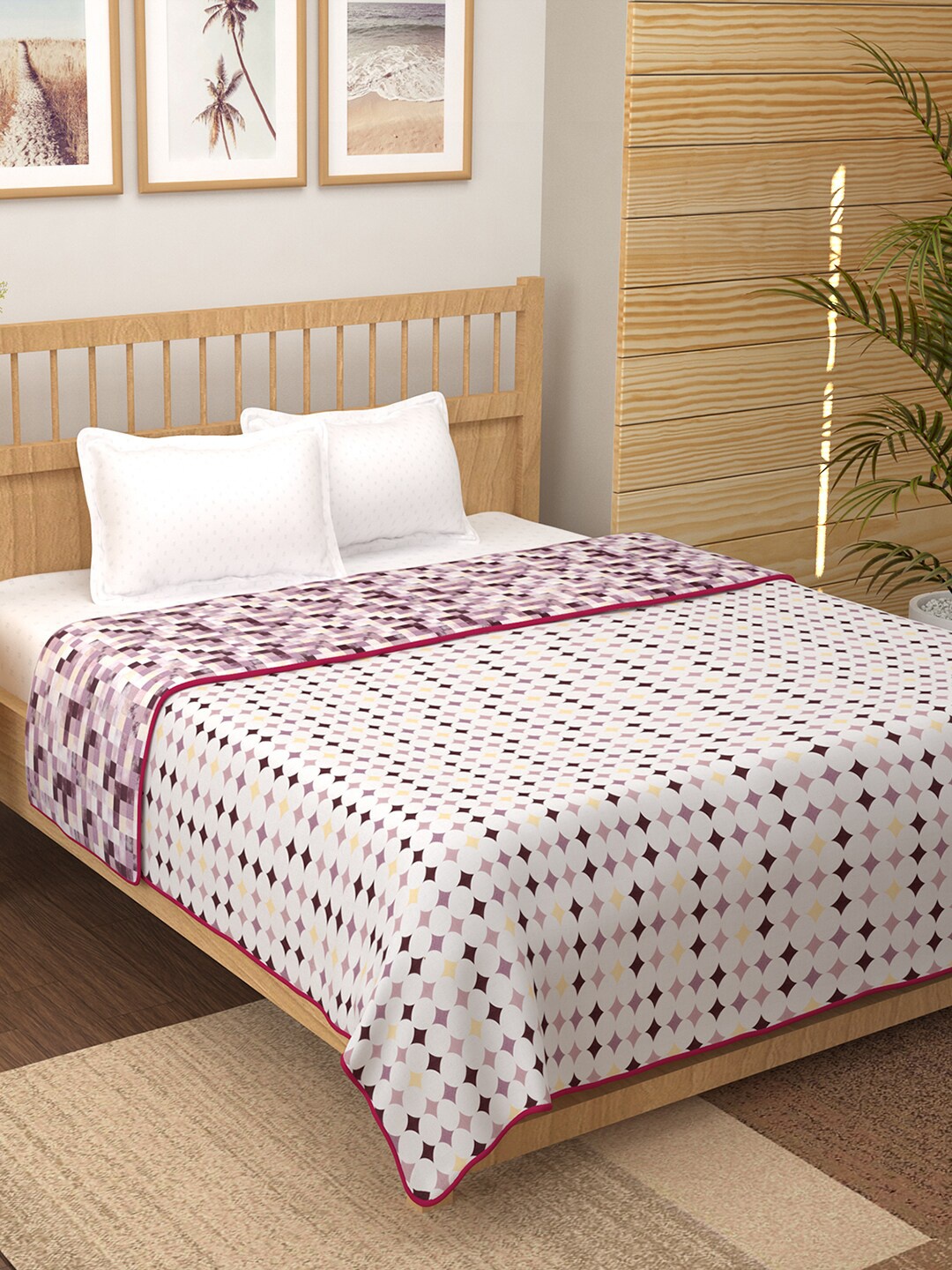 

Story@home Pink Brown Checked Mild Winter 150 GSM Double Bed Dohar