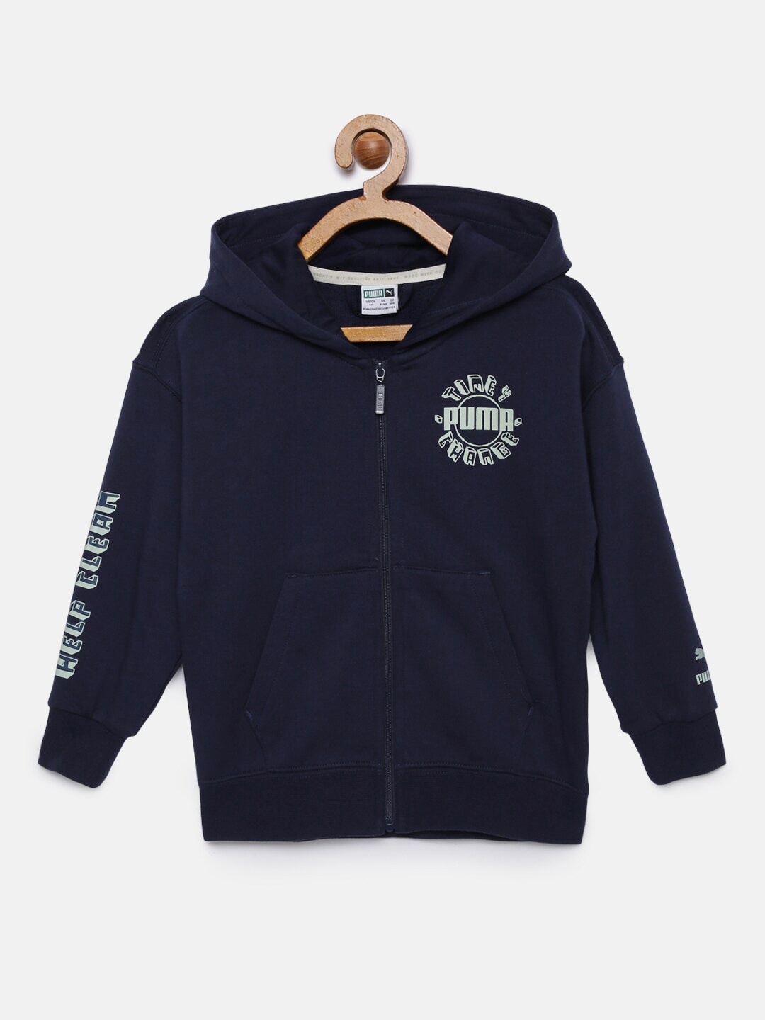 

Puma Boys Navy Blue Solid Open Front Jacket